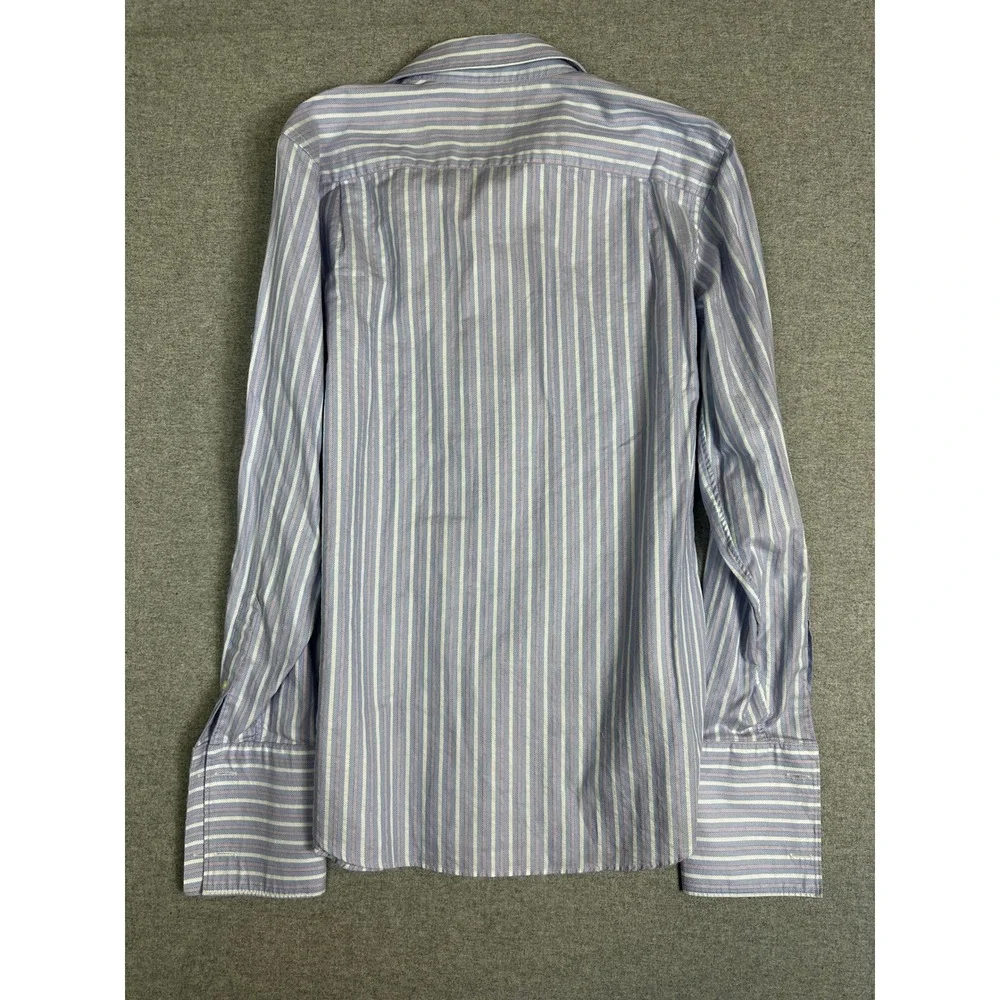 Banana Republic Fitted Dress Shirt Mens M 15-15.5 French Cuff Blue‎ Pink Italy